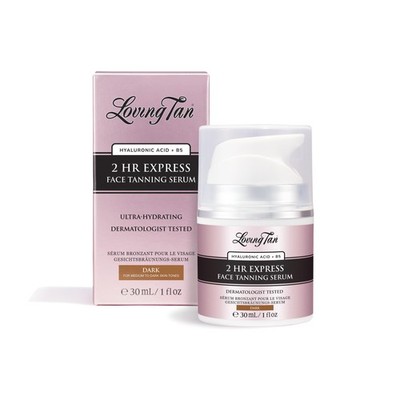 2 HR Express Face Tanning Serum, Dark - Hydrating, Natural-Looking Glow Sunle...