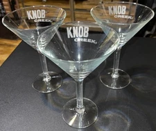 3 Knob Creek Kentucky Bourbon Whiskey Martini/ Cocktail/ Manhattan Stem Glasses