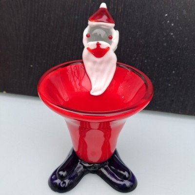 Mundgeblasene Festliche Murano-Glas Schale mit Weihnachtsmann