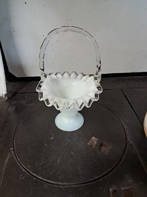 Vintage Fenton Glass Silver Crest 6.25 inch Basket