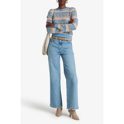 Frame | Le Jane High Rise Wide Leg Denim Jeans Midwash Plus Size 32/14 Cotton