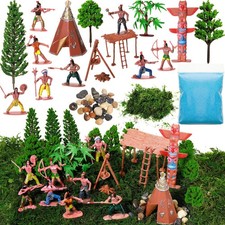 Canlierr 32 Pcs Native American Indians Figures Toys Set, Action Figure Diora...