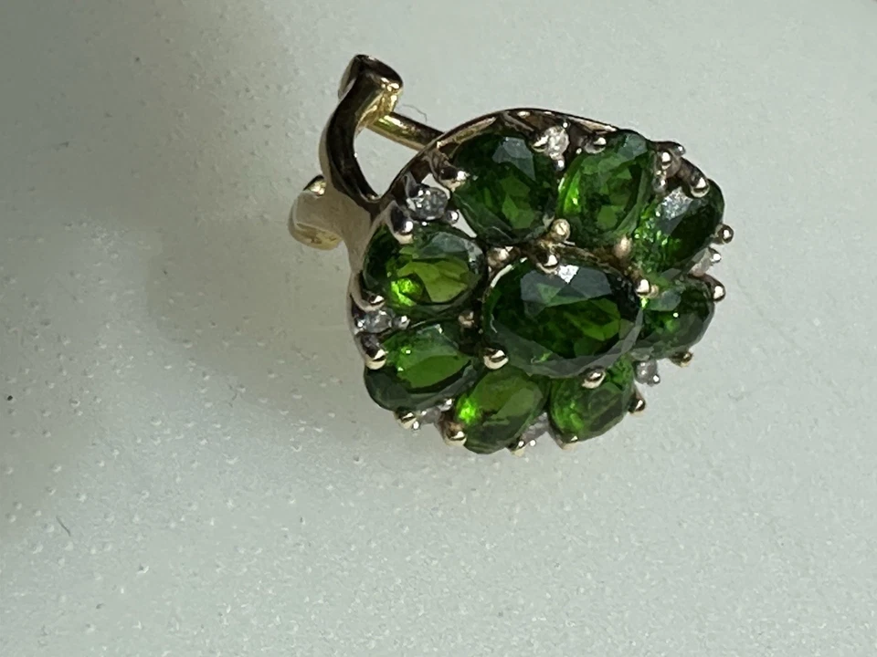 Steckerclips Ohrstecker russischer Chromdiopsid je 9 funkelnde Steine+ 8 Brillis - Bild 4 von 4