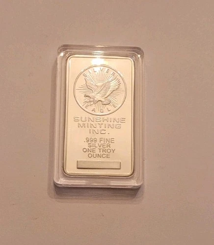 Sunshine Minting Inc. One Troy oz .999 Fine Silver Bar Encapsulated
