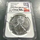 2019-W BURNISHED Silver Eagle NGC MS70, Castle Hand Sig. FDI, Broken Case(88318)