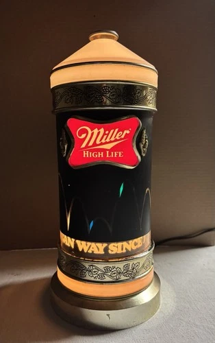 Vintage Miller High Life Beer Bouncing Ball Table Lantern Lighted Sign -works!