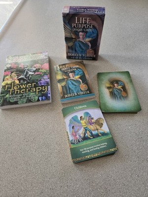 Doreen Virtue Life Purpose Oracle Cards Deck & Guidebook & Flower Therapy Book