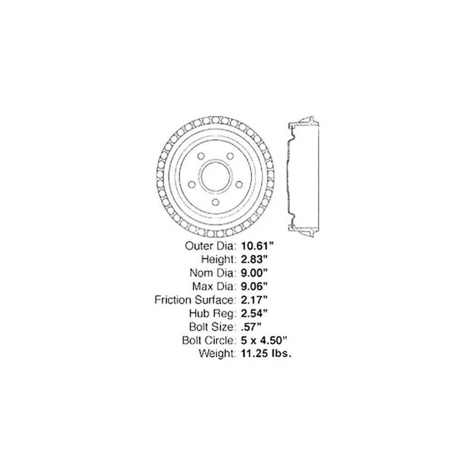 2X Tambor de freno trasero centrado para Ford Ranger Ford Bronco Ii 1983 1984 1990 1997 Foto 3 de 3