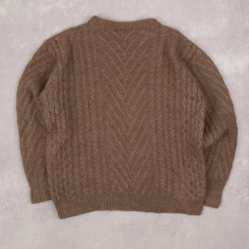 Jersey tejido con cable Aran vintage años 90 S lana hecho en Irlanda para mujer marrón Foto 2 de 4