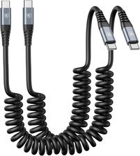 USB C Cable 3Ft 2Pack USB C to USB C Charger Cable for Car, Coiled Type C Fast