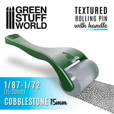 Green Stuff World GSW Rolling Pin with Handle - Cobblestone 15mm - Scenery Diora