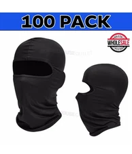 100 Pack Ski Motorcycle Cycling Balaclava Black Full Face Mask Neck Ultra Thin