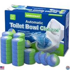 30 Pack Automatic Toilet Bowl Cleaner Tablets, Long Lasting Blue & Green Tabs