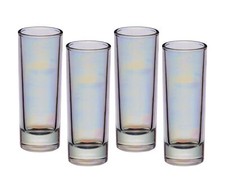 BarCraft Set of Four Glass Tall Shot Glasses 60 ml Iridescent Lustre Finish