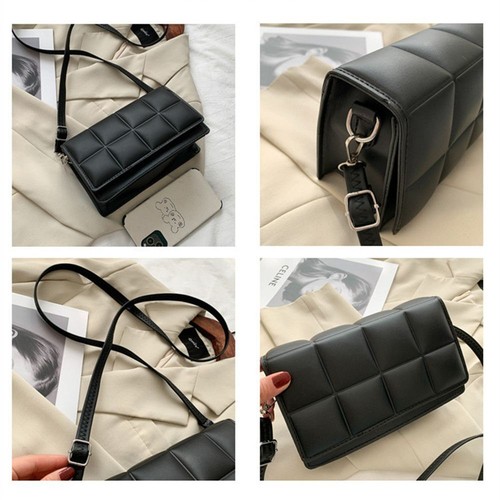 Fashion Korean Solid Sling Square Bags Shoulder Bag Plaid PU - Picture 5 of 11
