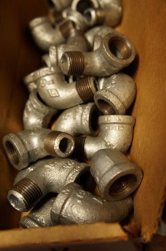 Lot of 4:  Galvanized Pipe Street Elbows  1/2" - 1/2" M/F NPT  - NEW!  ($2 ship)