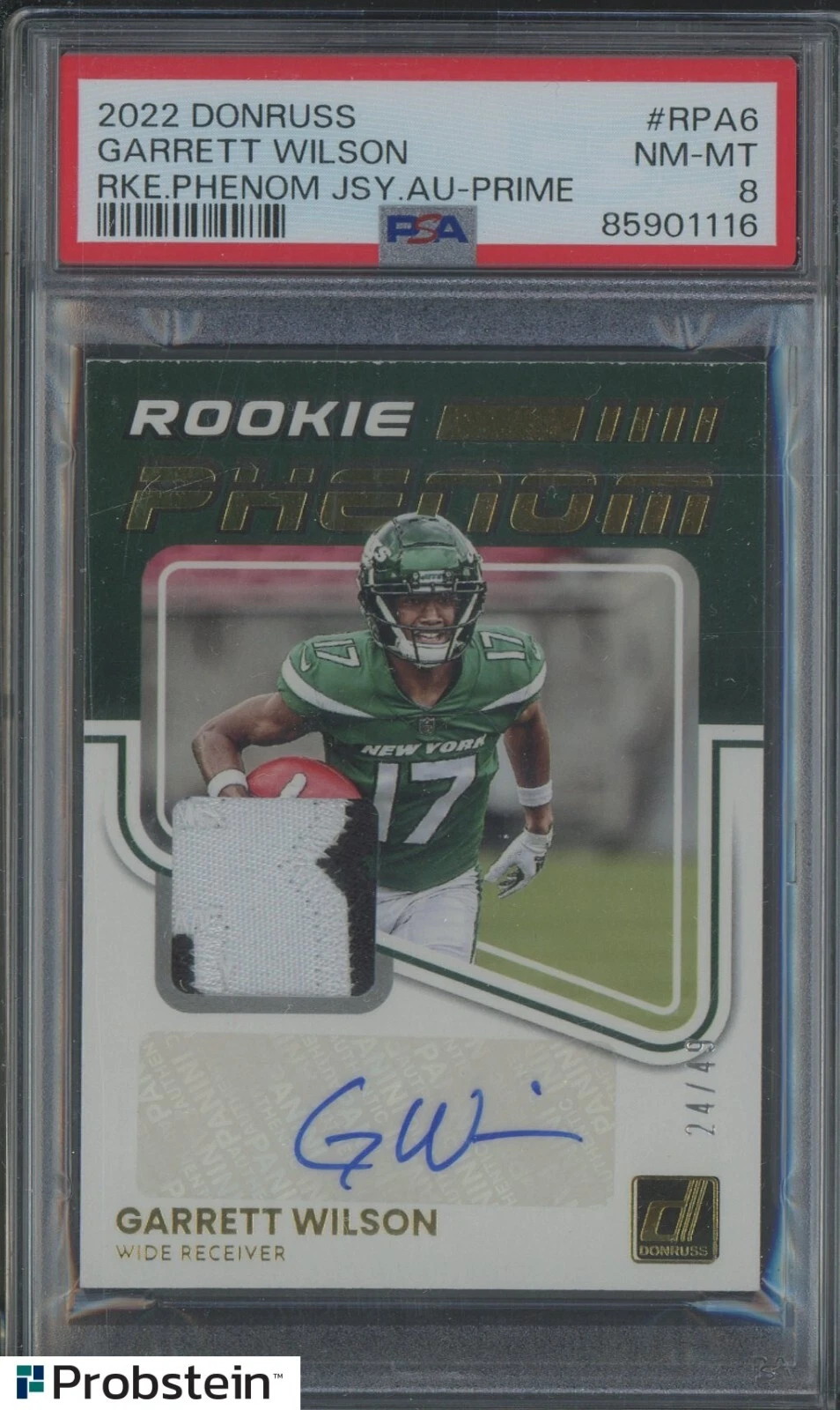 Garrett Wilson Panini Donruss Rookie Phenom Jersey Autographs #RPA6 Prime