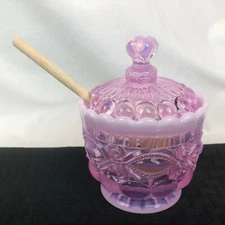 Mosser Glass Honey Jar Eye Winker Pink Plum Green Red