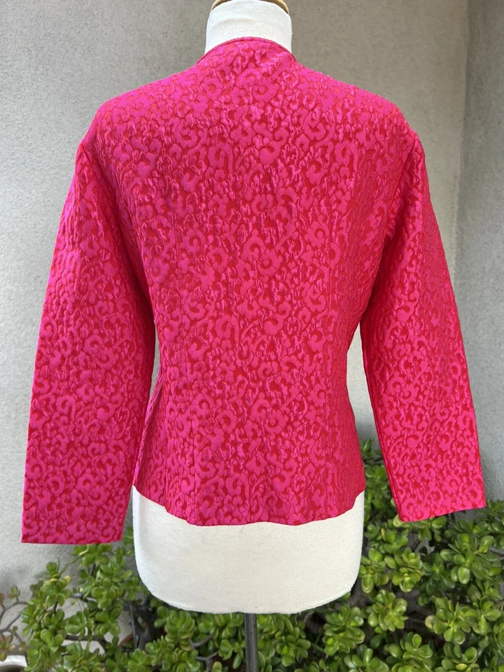 Chaqueta vintage rosa neón estilo brocado talla 12 Nira Nira New York Foto 2 de 4