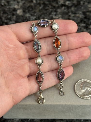 Nicky Butler NB Sterlingsilber Mondstein Perle Amethyst Armband - 7,25" - Bild 4 von 12