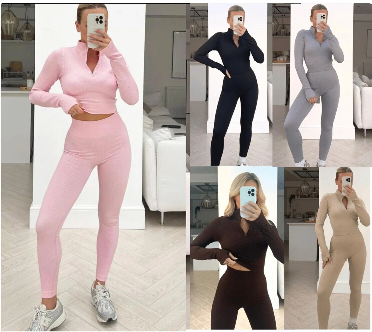 High Quality Two Piece Activewear Set Women Ribbed Athletic