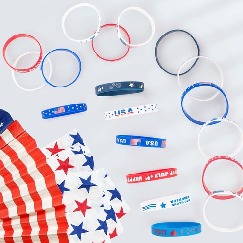 36 Pcs 4TH of July Silicone Bracelets American Flag Independence Day Wristbands - Picture 6 of 6