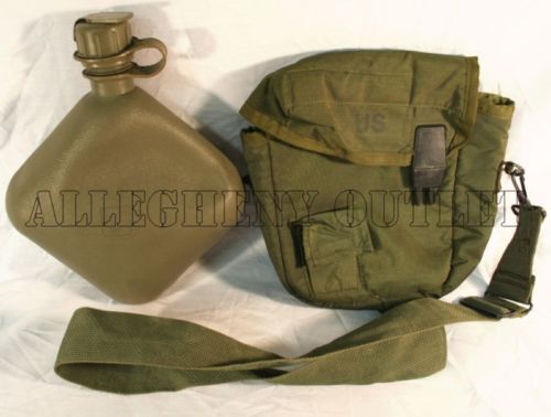 US Military 2 QT Collapsible Water Canteen with 2 Quart Pouch Cover & Sling VGC