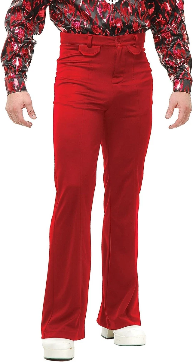 Red DISCO PANTS 70s adult bell bottoms couples retro mens costume