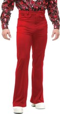 Red DISCO PANTS 70s adult bell bottoms couples retro mens costume 42 Waist