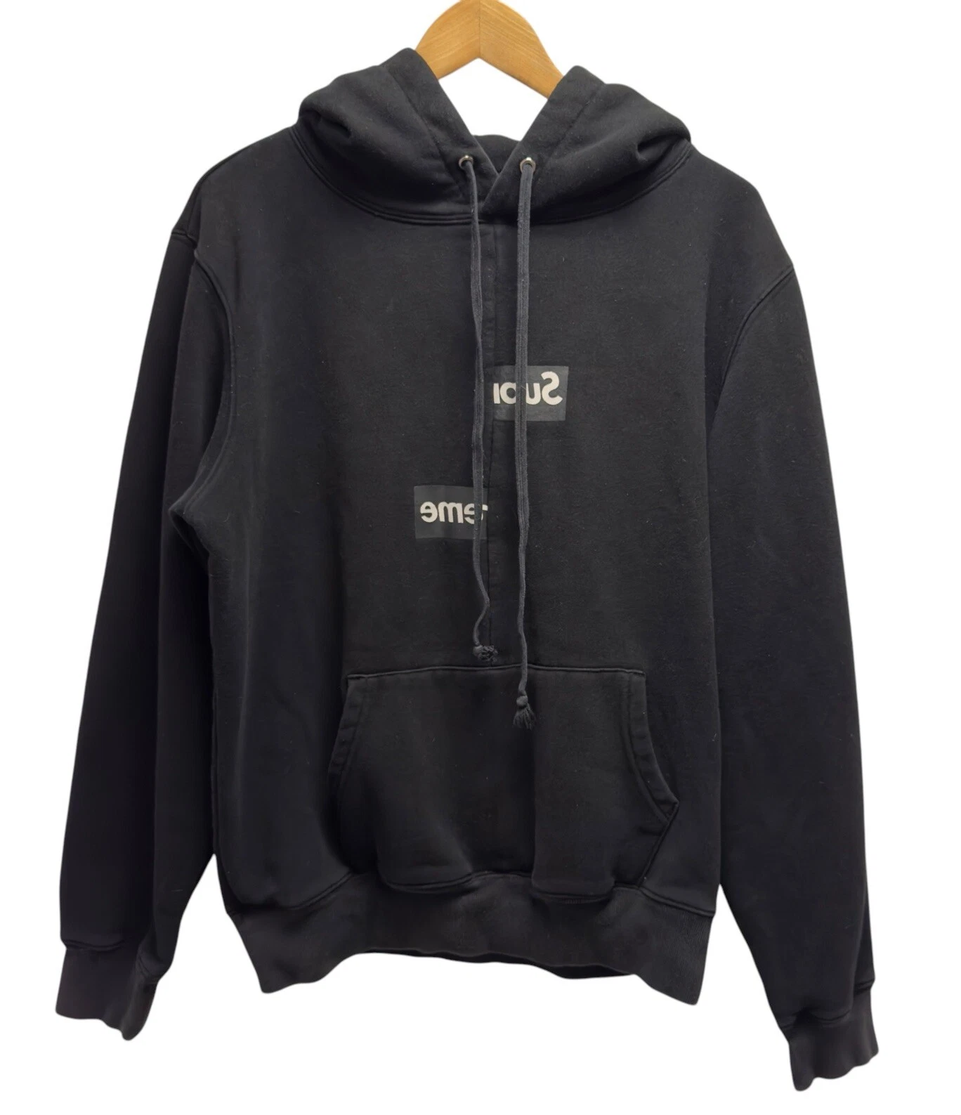 Pull homme Supreme Comme Des Garçons taille M noir à capuche boîte fendue logo euc
