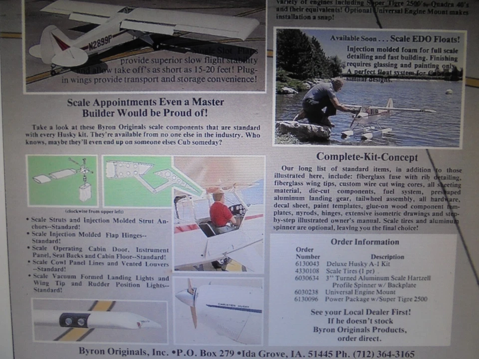 KIT Aeromodello RC Christen Husky - A1 Byron -scala 1/4 nuovo anni '90  - Immagine 2 di 4