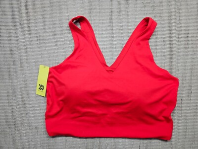 All in Motion Women's Light Support V-Neck Crop Sports Bra Plus Size 3X Red