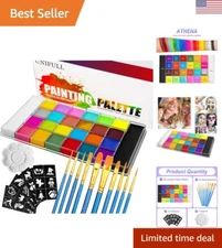 Face & Body Paint Palette Kit - 26 Colors, Brushes & Stickers - Halloween Makeup