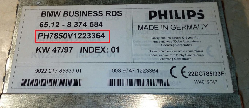 Philips Radio Code / Pin Code BMW Business RDS PH7850 RN577 PH777 Car400 Car2004 - Bild 2 von 3