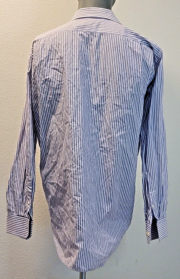 Lorenzo Uomo Dress Shirt 17 34/35 White/Purple Striped 100% Cotton - Image 4 of 4
