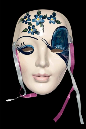 New Orleans Lady Mask Mardi Gras Signed Hand Painted Masquerade Butterfly Flower