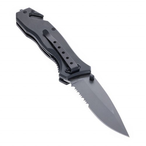 ASR Outdoor 8.25 Inch Rescue Knife with Belt Clip Seat Belt Cutter - Black - Picture 7 of 9