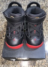 Jordan 6 Rings Sneakers Black University Red Size 5C 323420-063 Infant/Toddler s