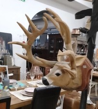 Piccole corna Testa Scultura Busto DI CERVO 30cm in legno da parete muro trofeo