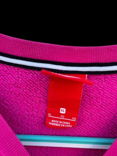 Nike Girl's Size XL Crew Neck Fleece Quilted Sweatshirt Top Side Pockets Pink - Picture 3 of 7