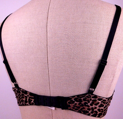 Gilligan & O'Malley 17730 Brown Animal Print Plunge Push Up Bra Size 32 B (2) - Picture 5 of 16