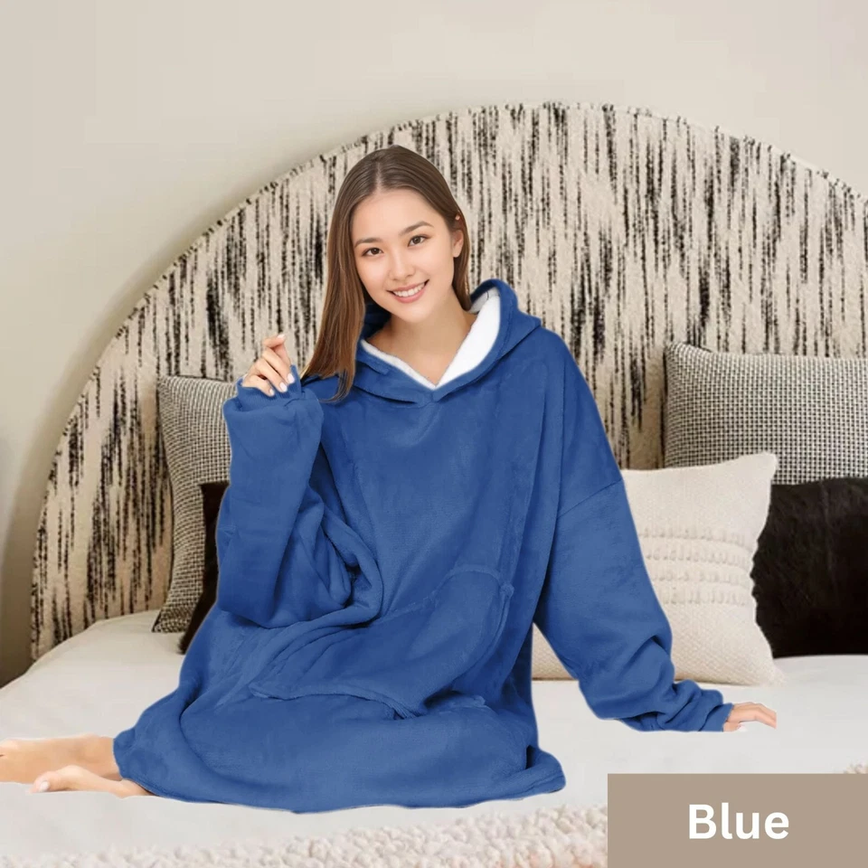 Fleece Hoodie Blanket Oversized Sherpa Hooded Big Giant Warm Cosy Sweatshirts - Image 3 of 4