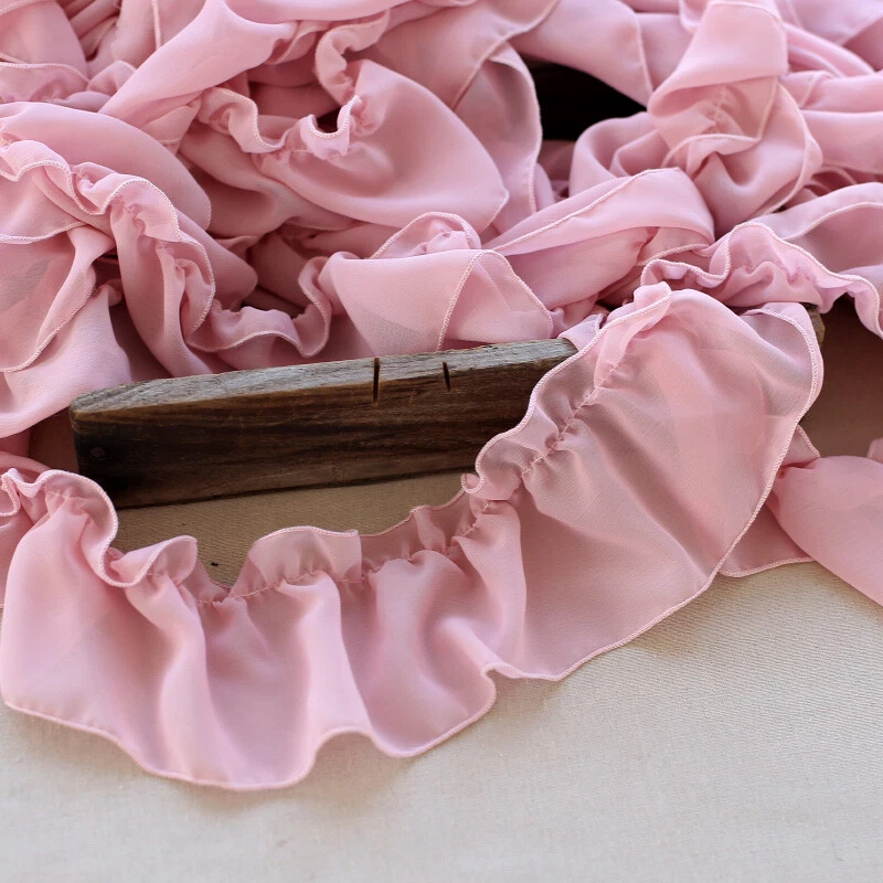 Chiffon Frill Ruffles Edging Trimming Lace Dress Curtain Craft Sewing 5M - Image 3 of 4