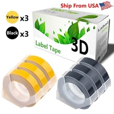 (3Yellow+3Black) LabelTape 3D Fit For Dymo 20008 1540 Dymo 20008CP