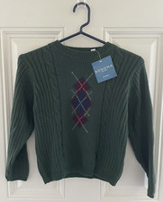 Sonoma Kids Boys Size X Large 7X Green Navy Burgundy White sweater New with tags