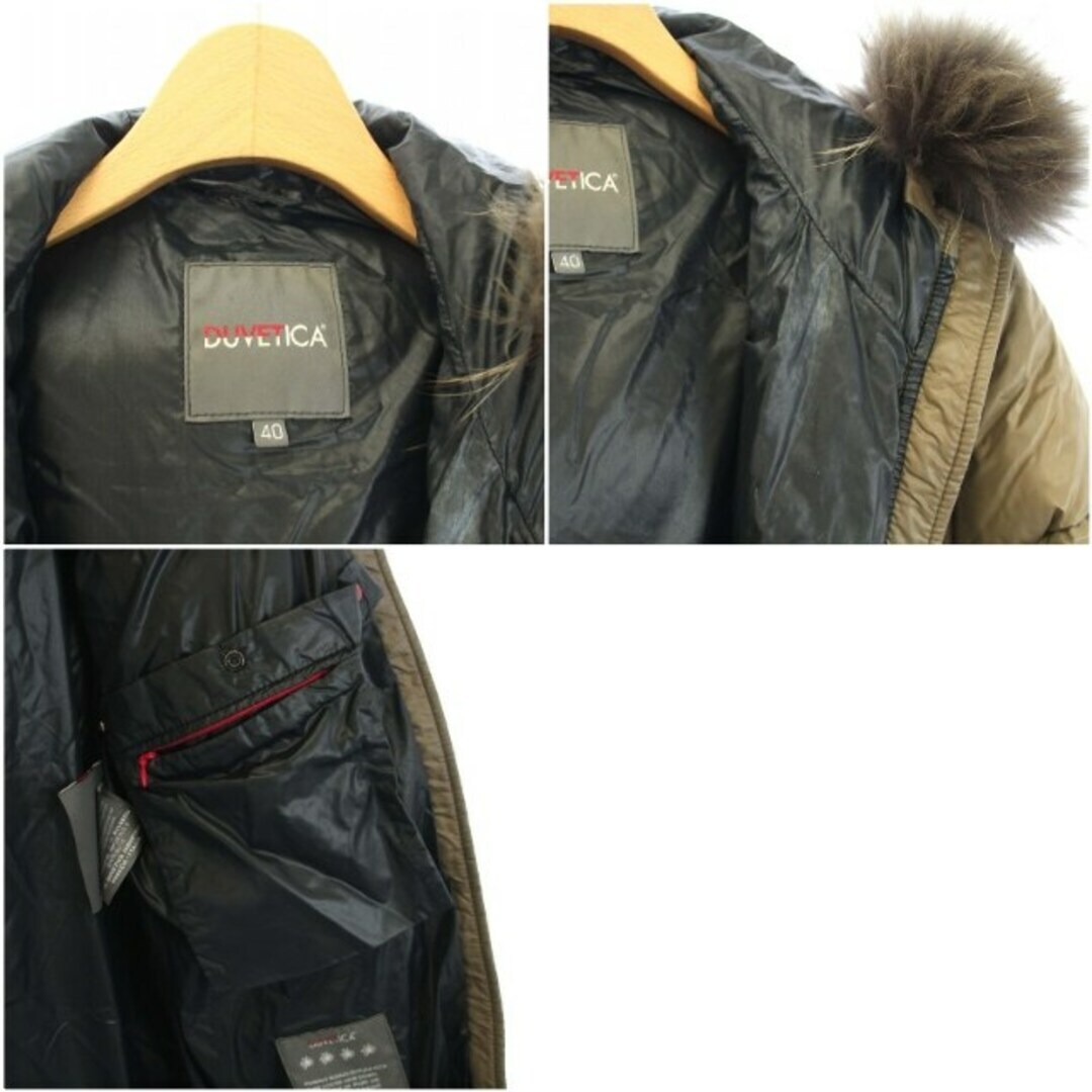 DUVETICA DOWN COAT OUTER ZIP UP FUR 40 M KHAKI TK Used