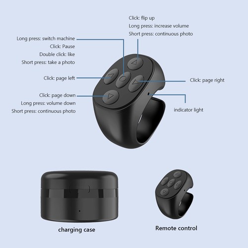 Smart Browsing Device Bluetooth-compatible Phone Page Turner Ring Remote Control - Photo 12 sur 30