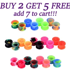1 Pair 2g-1" Silicone Ear Skin Thick Soft Ear Expander Tunnels Plugs Ear Gauges