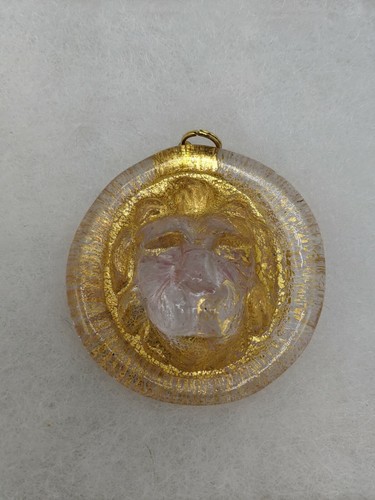 Ciondolo Faccia di Leone Oro Vetro di Murano Firmato L. Bubacco - Foto 5 di 5