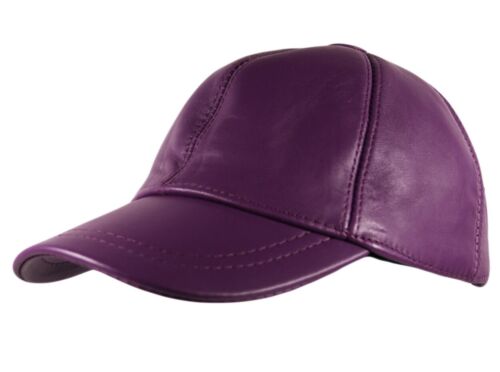 Genuine 100% Leather PreCurved Peak Bill Adjustable Stapback Cap Hat - Picture 6 of 12